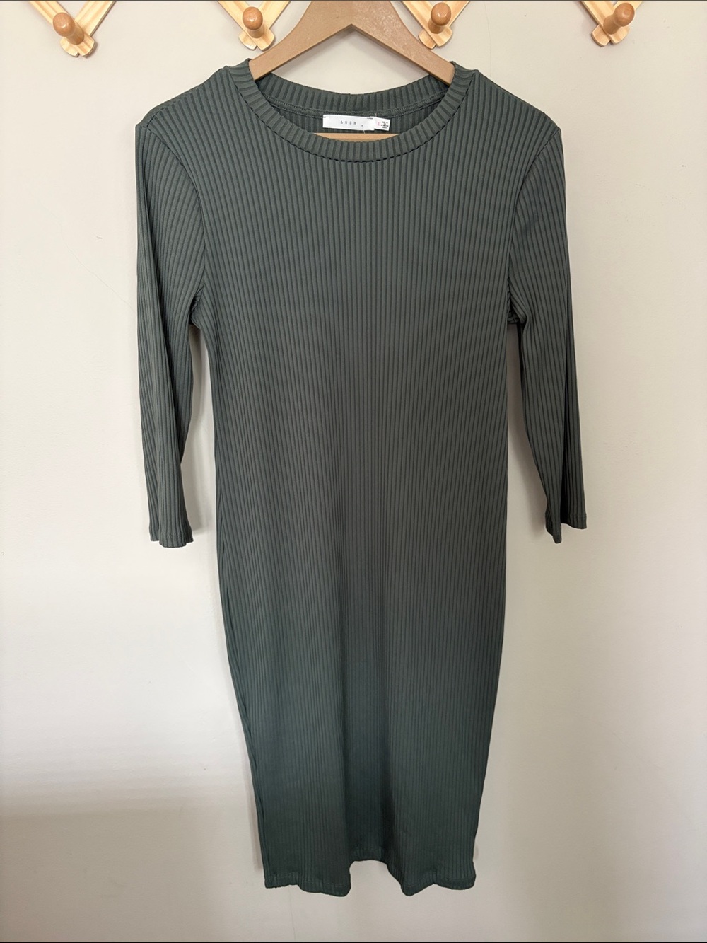 Lush Ribbed bodycon Midi Dress in Olive